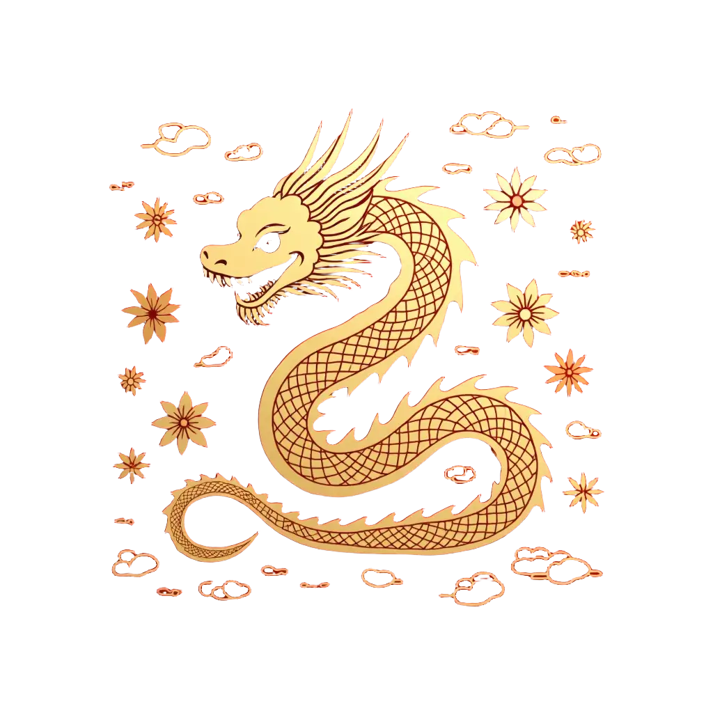 Golden Dragon in the Night Sky